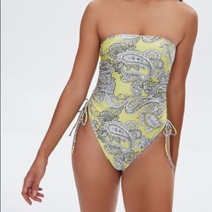 Paisley Strapless One-Piece Swimsuit